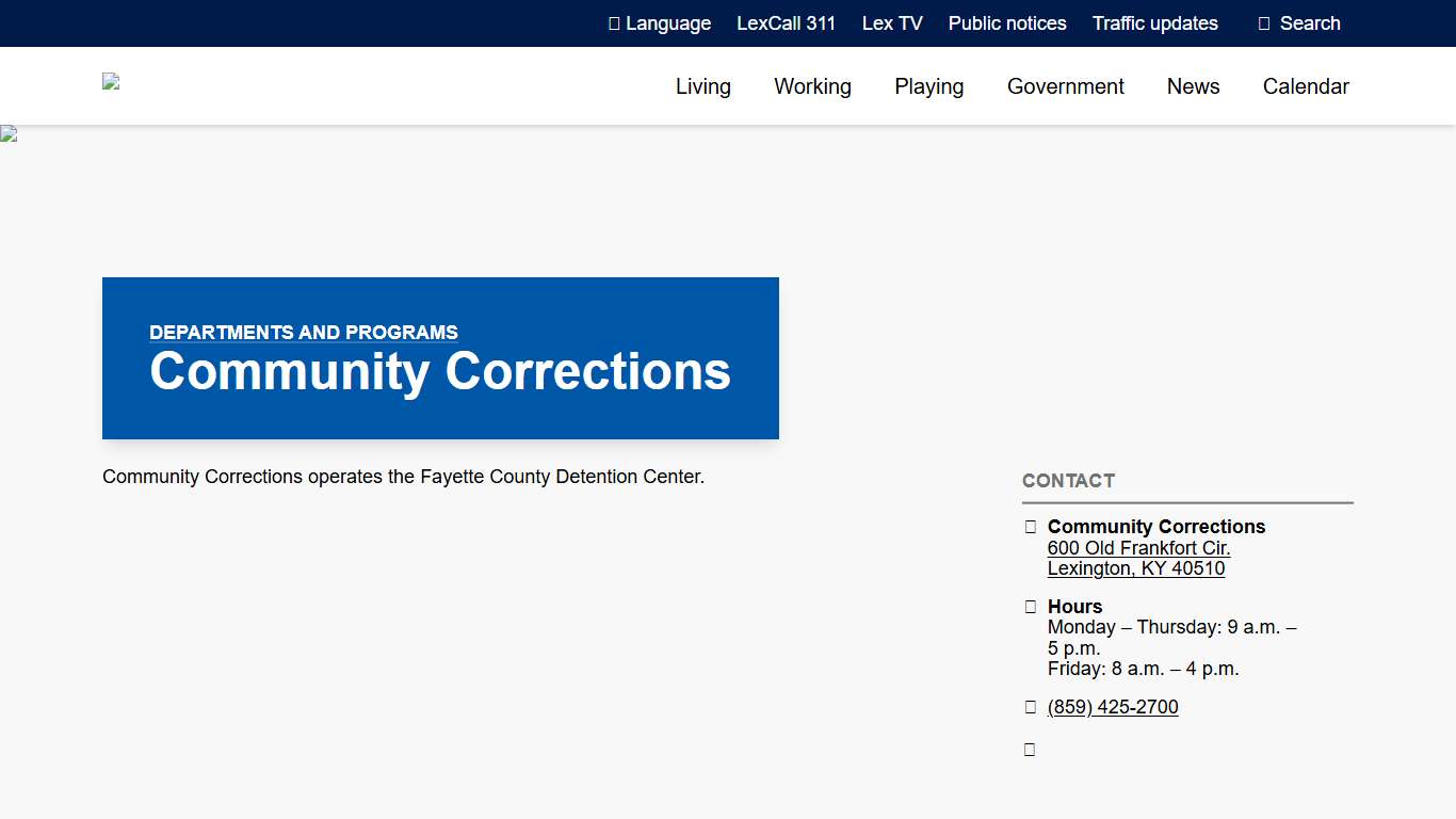 Community Corrections | City of Lexington, Kentucky